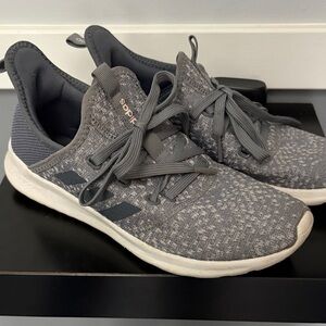 adidas Grey Knit Sneakers with White Sole